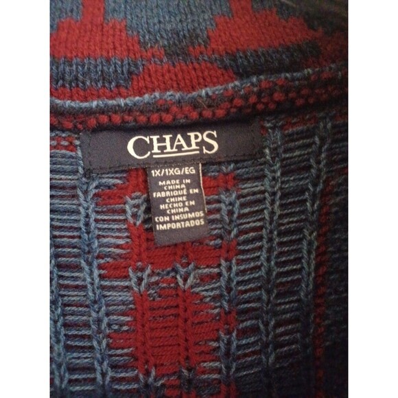 Chaps Aztec Southwestern knit sweater vest womens plus 1X buttons cowgirl Native - Picture 2 of 7